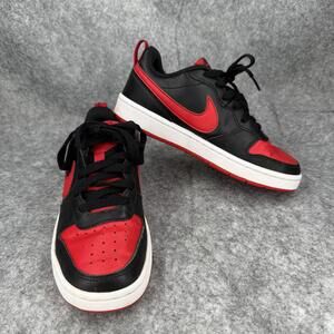 Nike Court Borough Low 2 Shoes BQ5448-007 Black Red Size 3.5Y 546